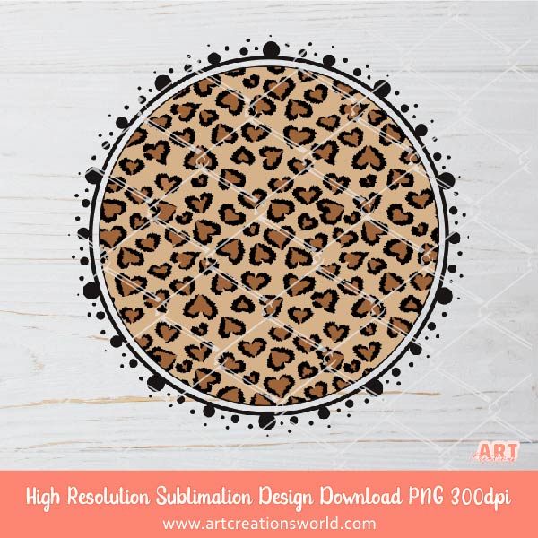 Heart Leopard baseball PNG Sublimation design