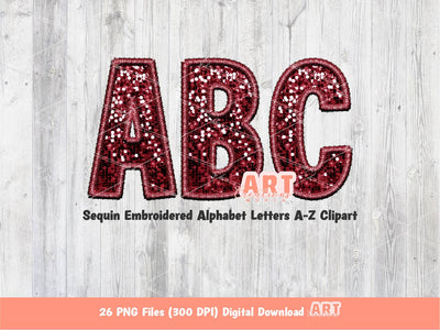 Maroon Sequin Letters PNG, Faux Embroidered Dark Red Burgundy Glitter Sequins PNG Alphabet Set Clipart, Custom alpha colors Digital Download