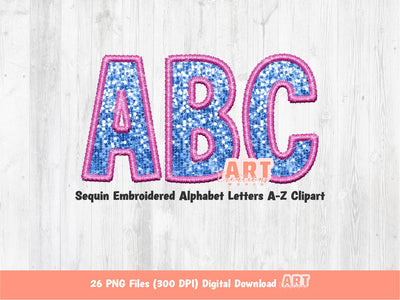 Pink Blue Sequin Letters PNG, Faux Embroidered Glitter Sequins PNG Alphabet Set Clipart, Boy Or Girl He Or She alpha A-Z Digital Download