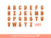 Orange Sequin Letters PNG, Faux Embroidered Glitter Sequins PNG Alphabet Set Clipart, Custom Team name Mascot colors Digital Download