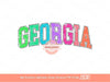 Distressed Georgia Neon Colors PNG, Trendy Colorful Arched Grunge Varsity Text Png Sublimation T shirt Design Digital Download