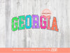 Distressed Georgia Neon Colors PNG, Trendy Colorful Arched Grunge Varsity Text Png Sublimation T shirt Design Digital Download