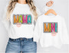 Matching Mama Mini Bright Doodle Dalmatian Dots letters PNG, Colorful Mommy and me Png Sublimation Shirt Design Digital Download