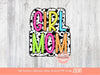 Girl Mom Neon Bright Doodle Cow Print letters PNG, Colorful Mama's girl PNG Sublimation Western Mother Shirt Design Digital Download