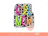 Girl Mom Neon Bright Doodle Cow Print letters PNG, Colorful Mama's girl PNG Sublimation Western Mother Shirt Design Digital Download