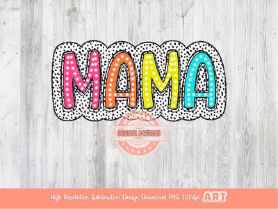 Matching Mama Mini Bright Doodle Dalmatian Dots letters PNG, Colorful Glitter Mommy and me Png Sublimation Shirt Design Digital Download