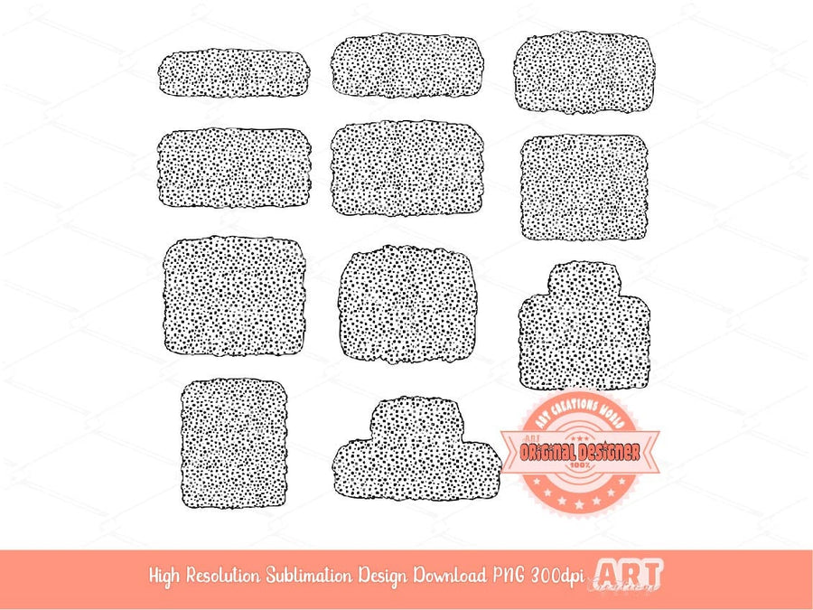 Dalmatian Background Text Frames PNG Bundle, Hand Drawn dots backgrounds Set Clipart, Dalmatian Texture frame Sublimation Digital Download