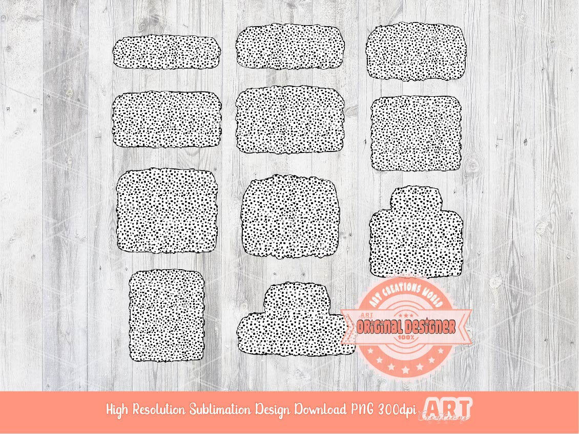 Dalmatian Background Text Frames PNG Bundle, Hand Drawn dots backgrounds Set Clipart, Dalmatian Texture frame Sublimation Digital Download