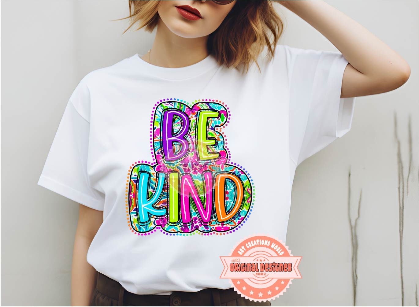 Be Kind Bright Floral PNG, Hand Drawn Colorful Doodle Be Kind Letters PNG Sublimation Shirt Design, Flowers Scribble Lines digital download