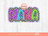 Mama Mini Bright Distressed Checkered Doodle PNG Bundle, Matching Neon Retro Colorful Nana Gigi Mimi Sublimation Dtf Shirt Design Download