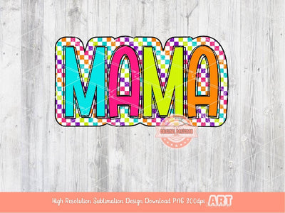 Mama PNG Bundle, 8 Png Files Mama Bright Checkered Leopard Sunflower Cow Print Colorful Mom Sublimation & Dtf Shirt Design, Digital Download