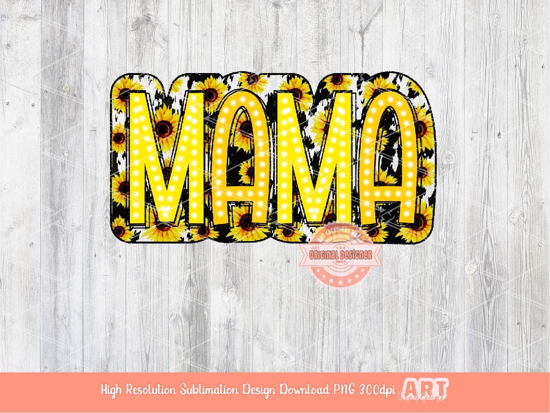 Mama PNG Bundle, 8 Png Files Mama Bright Checkered Leopard Sunflower Cow Print Colorful Mom Sublimation & Dtf Shirt Design, Digital Download