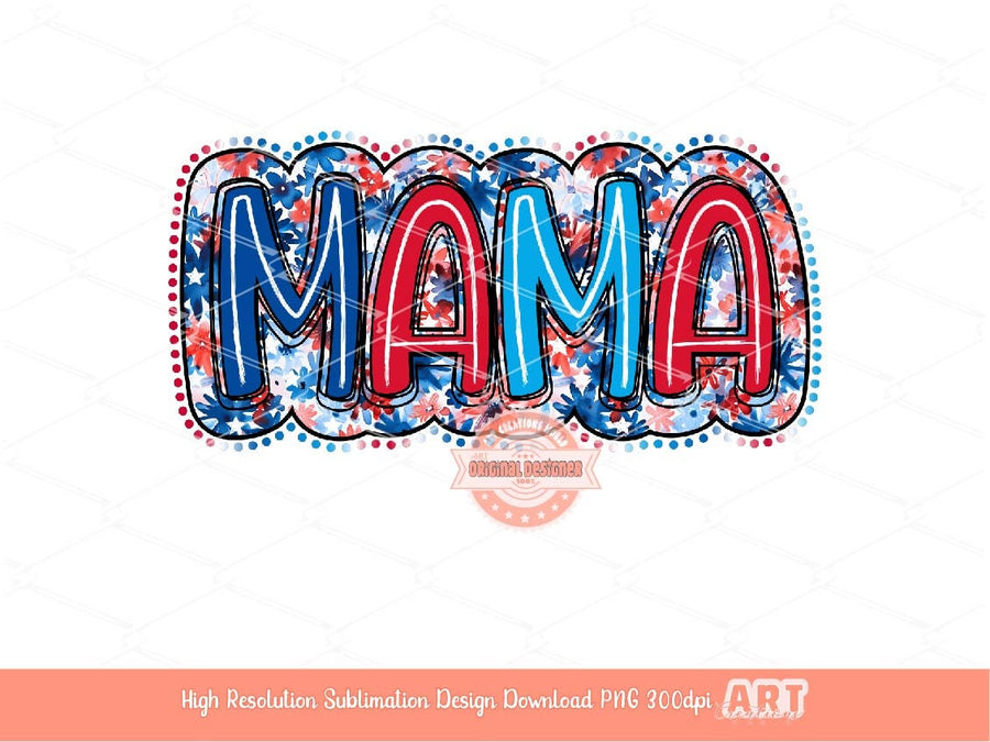American Mama Mini PNG, 4th of July Matching Mommy & me Floral Patriotic USA Png, America Independence Day Sublimation, dtf Shirt Design