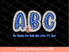 Blue Dalmatian Letters PNG, Hand Drawn Bright Royal Blue Doodle Alpha A-Z Set Clipart Dots Alphabet for Sublimation and DTF Digital Download