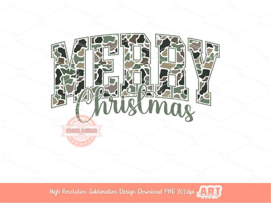 Merry Christmas Varsity PNG Camo Military Hunting wife mama Christmas shirt design trendy PNG file for Sublimation & DTF Digital download