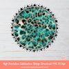 Turquoise Leopard Western Circle Background PNG Sublimation Design - 2 Leopard Western Backgrounds