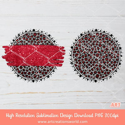 Glitter Red Leopard Circle Background PNG Sublimation Design - 2 GlitterLeopard print Backgrounds