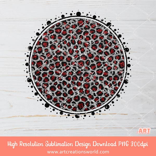 Glitter Red Leopard Circle Background PNG Sublimation Design - 2 GlitterLeopard print Backgrounds