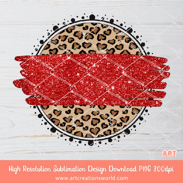 Heart Leopard Circle Background PNG Sublimation Design - 2 Heart Leopard print Backgrounds