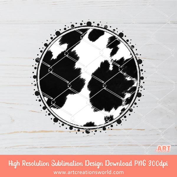 Cow Print Circle Background PNG Sublimation Design - 2 Cowhide Backgrounds