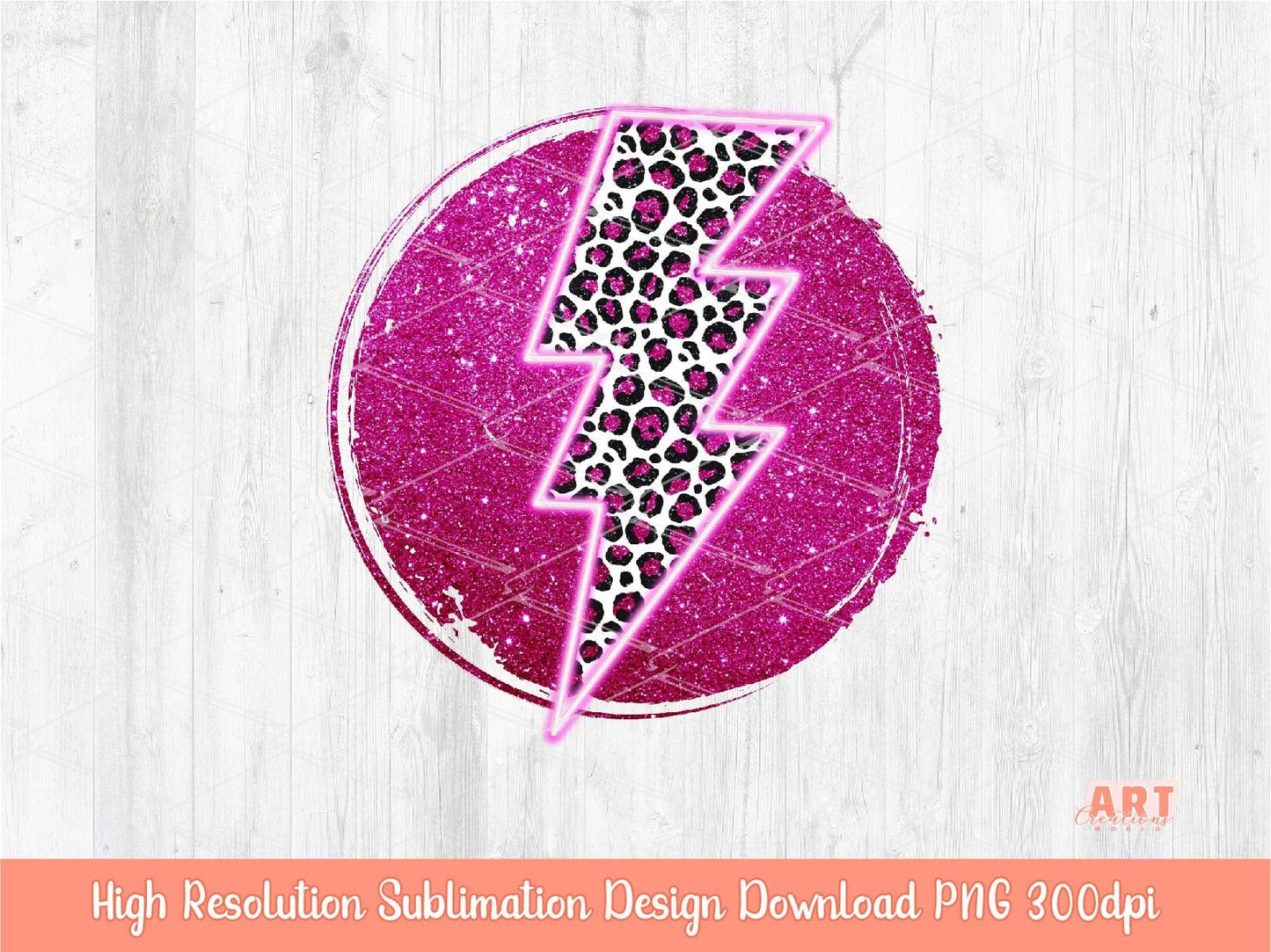 Pink Glitter Leopard Background Sublimation PNG | Pink Neon lightning Bolt October Background | We Wear pink Sublimation | Girly Pink PNG