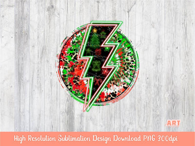 Christmas Tie dye Background Sublimation PNG Bundle | 4 Red and Green Neon Lightning Bolt Circle Backgrounds | Hippie Junkie Christmas 2022