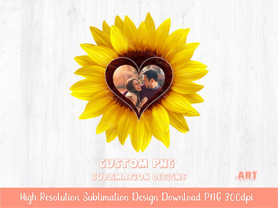 Custom Wedding Photo Sunflower Heart | Personalized Photo Heart | Custom PNG Design | Customized Photo Heart Sunflower PNG Digital Download