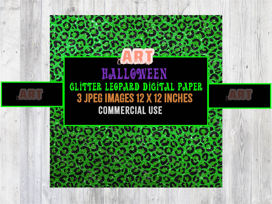 Halloween glitter leopard digital paper Pack  - Halloween texture backgrounds- Scrapbooking Paper - Spooky Background - Leopard Print