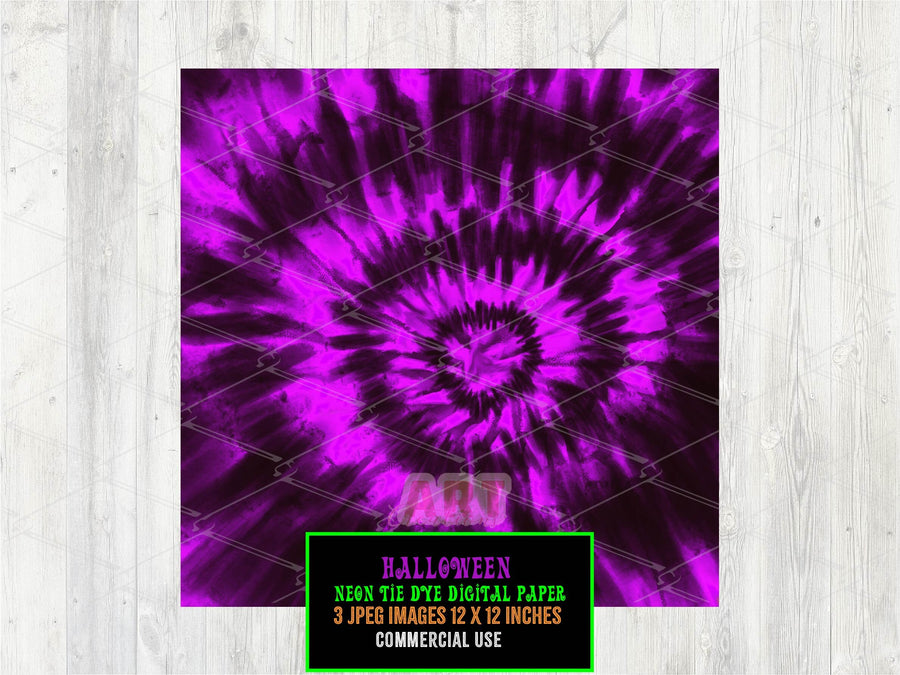 Neon Halloween Tie-Dye Digital Paper Pack | Green, Purple, Orange Tie Dye Backgrounds | Hand Drawing Tie Dye | Spooky designs Bundle