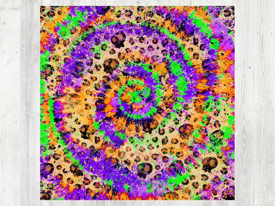 Grunge Neon Halloween Tie-Dye Leopard Digital Paper | Distressed Halloween TieDye Background | Hand Drawing leopard Tie Dye design