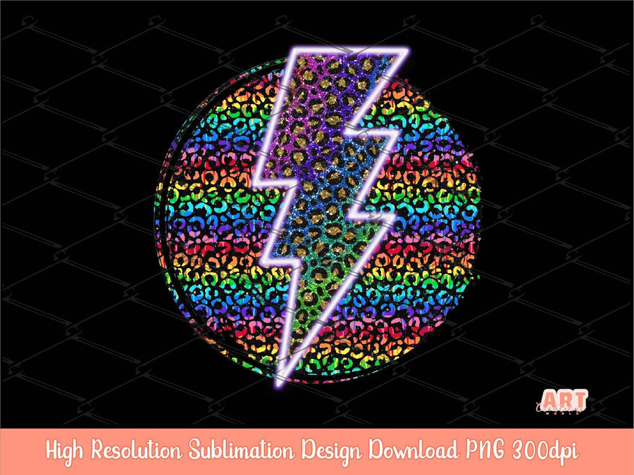 Glitter Rainbow Leopard Background Sublimation PNG, Neon Lightning Bolt Happy Pride month 2023 Png, Colorful cheetah print shirt design