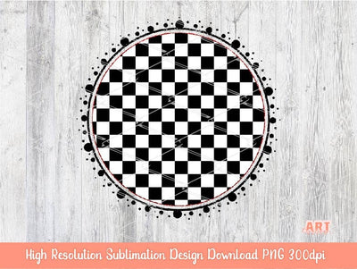 Checkered Circle Background PNG Sublimation Design - 2 Frames checkerboard | Mascot Team Blank - School Spirit - Red Glitter Brush Stroke