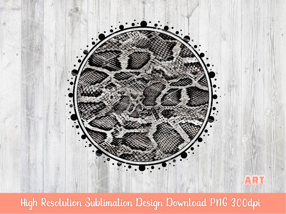 Snake Skin Circle Background PNG Sublimation Design - 2 Frames| Cheetah Skin Print Mascot Team Blank - School Spirit Black Brush Stroke