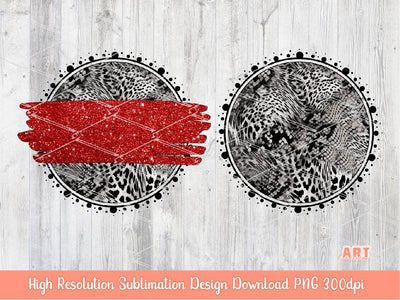 Leopard and Snake Skin Circle Background PNG Sublimation Design - 2 Frames | Mixed Cheetah Wild Print Mascot Team Blank - School Spirit