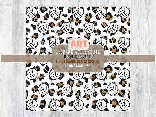 Leopard Volleyball Digital Paper | Cheetah Print Volleyball Texture design | Volleyball Sports Background | Fabric Printing JPG