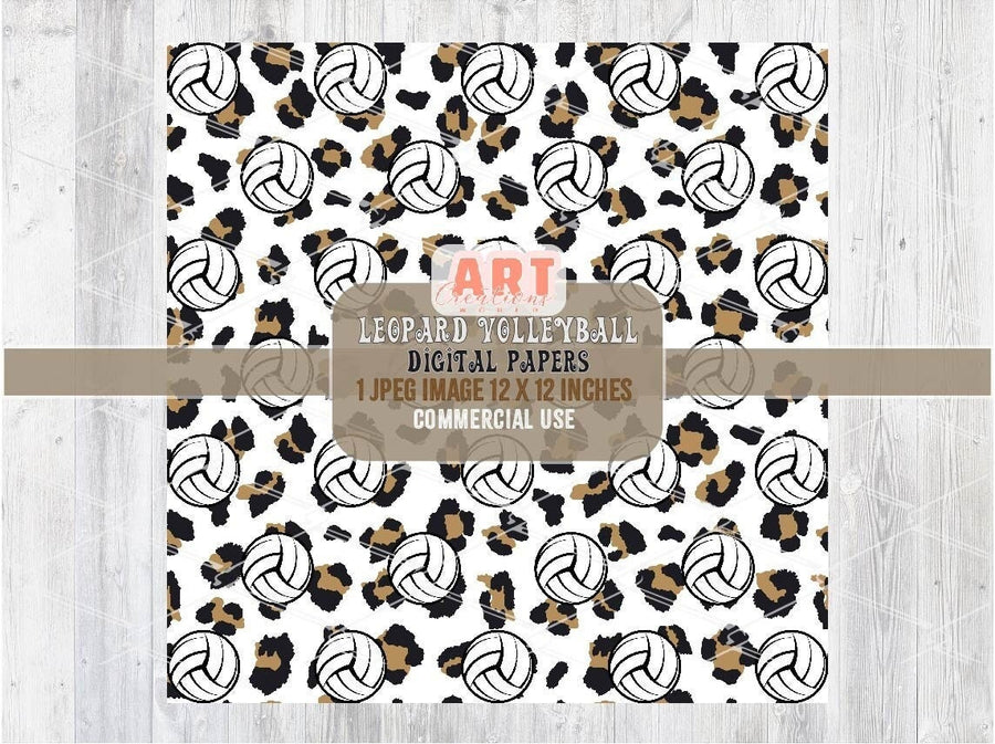Leopard Volleyball Digital Paper | Cheetah Print Volleyball Texture design | Volleyball Sports Background | Fabric Printing JPG