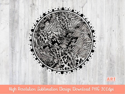 Leopard and Snake Skin Circle Background PNG Sublimation Design - 2 Frames | Mixed Cheetah Wild Print Mascot Team Blank - School Spirit