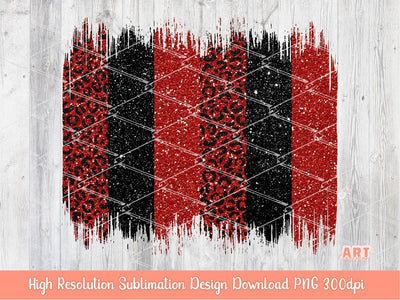 Valentine Brush Strokes Background PNG Sublimation | Glitter Leopard Red and Black brush stroke clipart PNG | Happy valentines day 2023 PNG