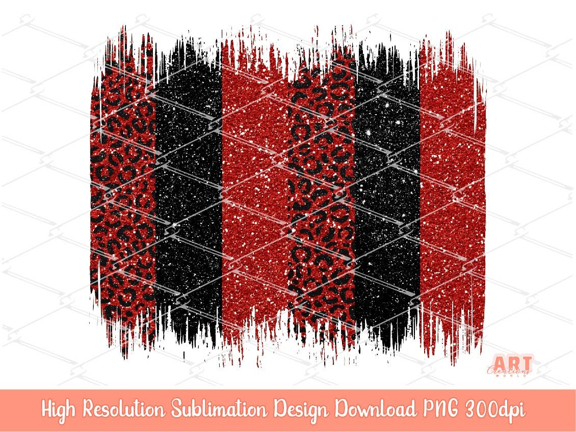 Valentine Brush Strokes Background PNG Sublimation | Glitter Leopard Red and Black brush stroke clipart PNG | Happy valentines day 2023 PNG