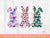 Floral Leopard Easter Bunnies PNG Sublimation, Bunny with flowers, roses bouquet and Ping Glitter Cheetah 2023, Cute Magical Spring Rabbit