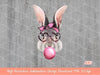 Original Hand Drawn Bunny With Bubblegum, Pink Bandana & Heart Leopard Glasses PNG Sublimation | Cute Watercolor Spring Easter Rabbit 2023