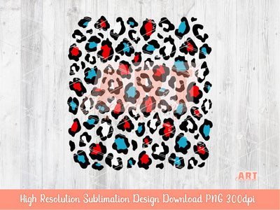 Original Design Blue Red White Leopard Print PNG Sublimation Background | Trending Teacher School colors 2023 Cheetah Clipart, Custom PNG