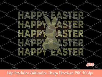 Happy Easter Camo Bunny PNG Sublimation, Distressed Grunge Camouflage Military Army Veteran Soldier Easter 2023 Shirt Design, Printable Art