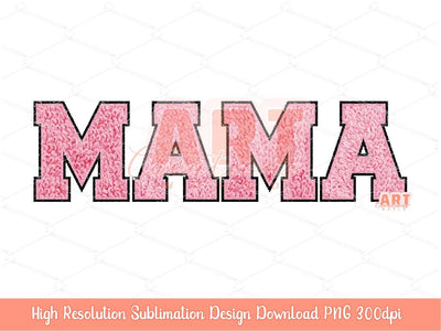 Mama Faux Chenille PNG Bundle, Happy Mothers day 2023, Custom Layered Varsity letters patches Pink, gold, silver, purple for Sublimation