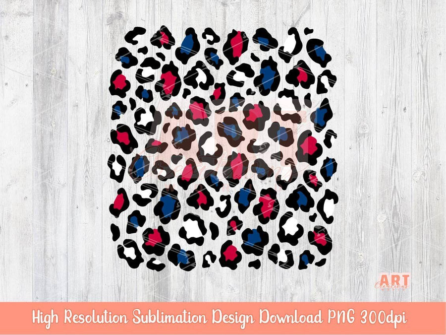 4th of July Leopard PNG Background, Happy independence day 2023 Cheetah Print Sublimation, Red navy and white leopard spots Png Custom color