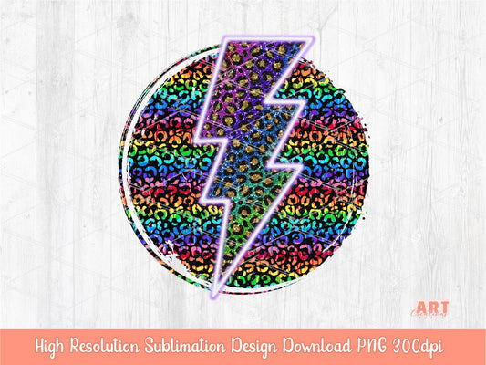 Glitter Rainbow Leopard Background Sublimation PNG, Neon Lightning Bolt Happy Pride month 2023 Png, Colorful cheetah print shirt design