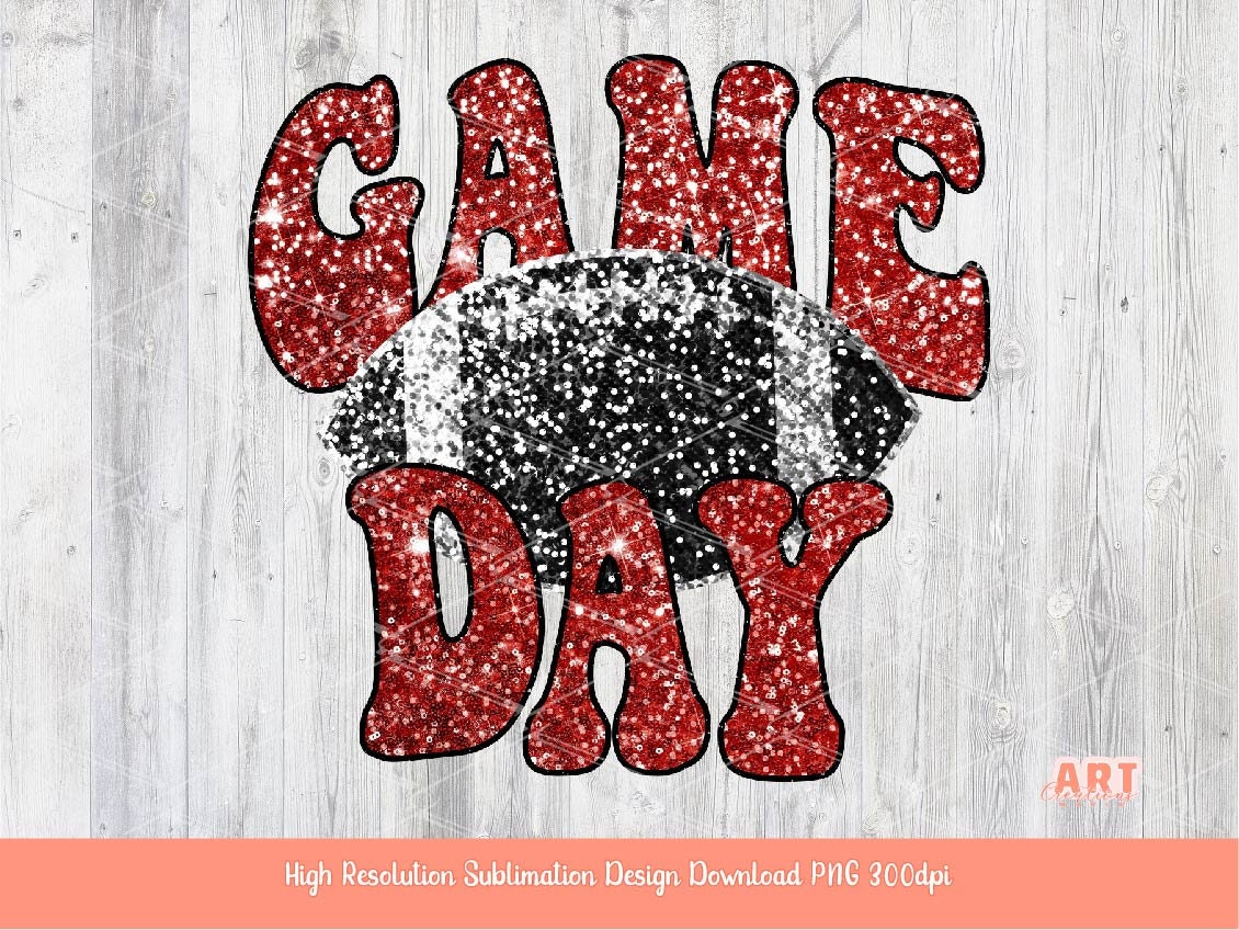 Sequin Game Day PNG Sublimation, Custom Sequin name and colors Digital Download, Sequins red black sport design, Football glitter graphic