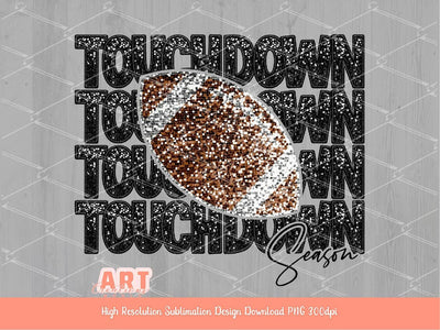 Sequin Touchdown Season PNG, Football Sublimation T shirt Design, Custom Sequin name and colors Digital Download, Sport Ball glitter graphic