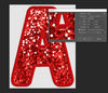 Red Sequin Letters PNG, Original Designer Faux Embroidered Glitter Sequins Alphabet Set Clipart, Valentines day alpha A-Z Digital Download
