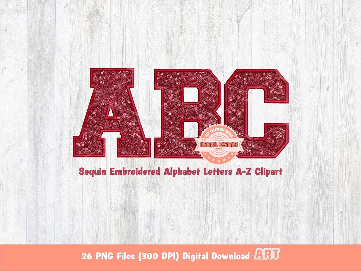 Red Wine Sequin Letters PNG, Original Varsity Alphabet Set Clipart with Faux Embroidery Maroon Glitter Sequins,  alpha A-Z Digital Download